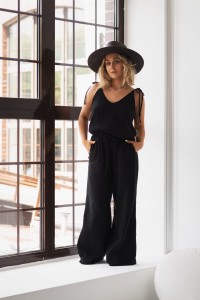 MUŚLINOWY TOP WIĄZANY #BLACK 